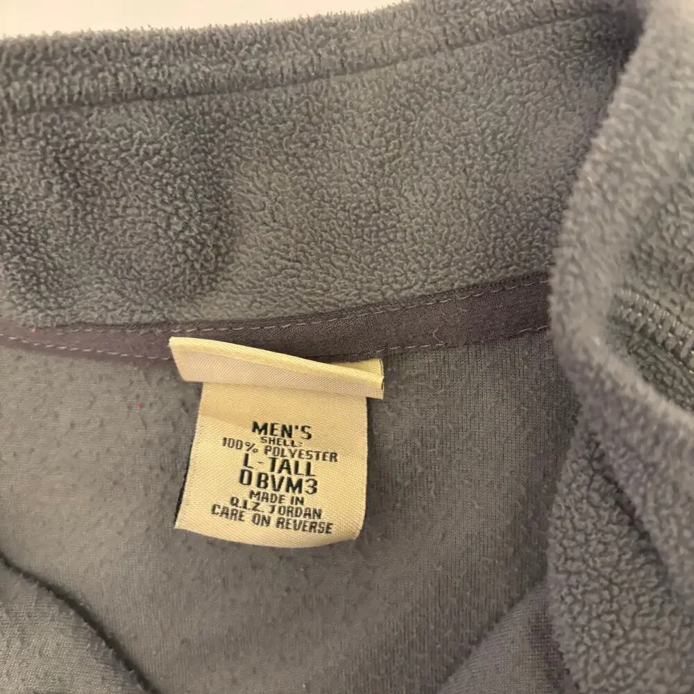 L.L.Bean Men's L Tall Gray Fleece 1/4 Zip Pullover Chest Pocket Outdoor